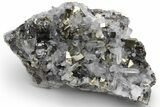 Gleaming Pyrite and Sphalerite (Marmatite) on Quartz - Peru #233430-1
